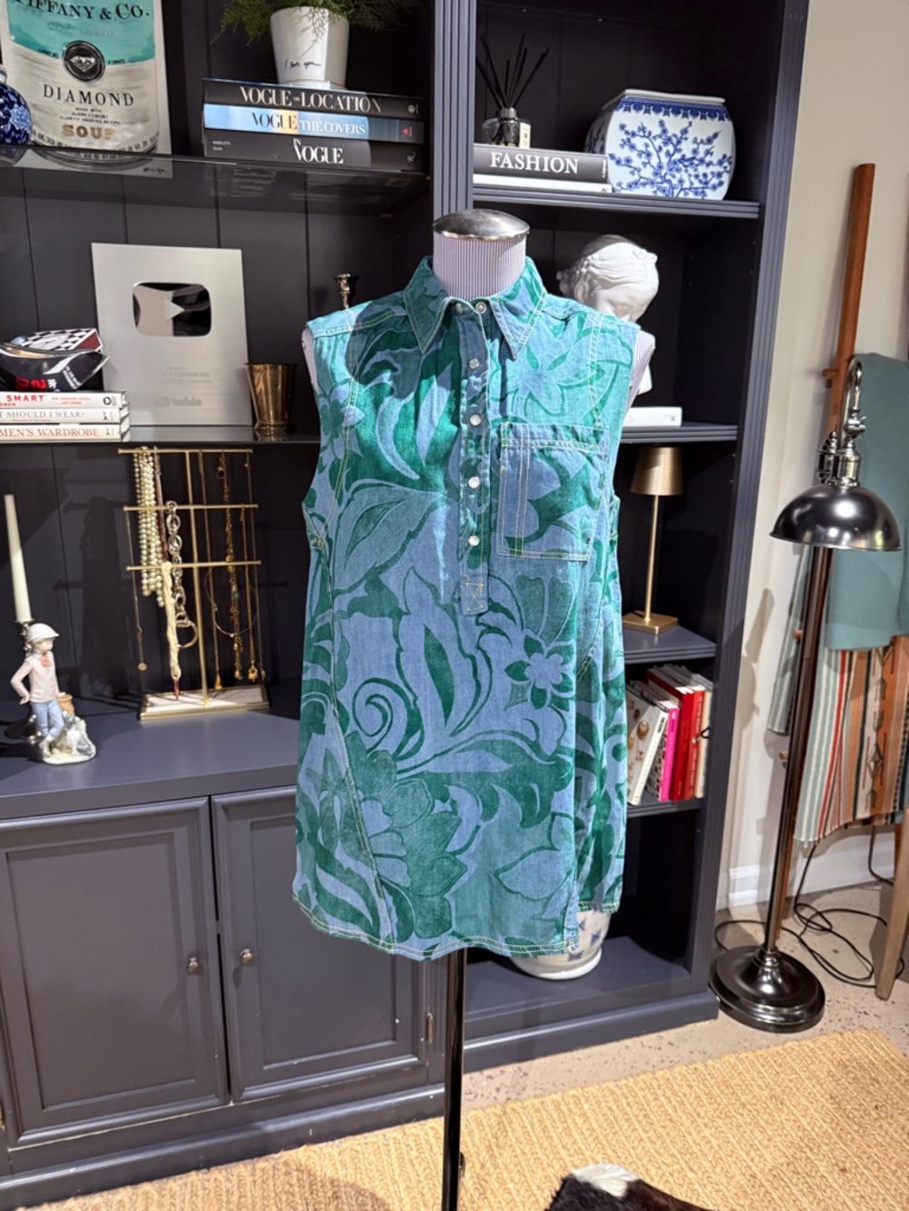 Pilcro Printed Sleeveless Denim Shirt Dress  – Size XSP